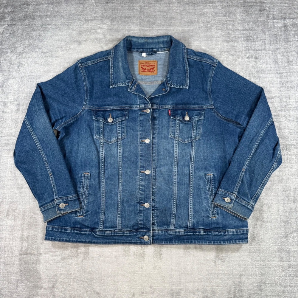 Levi's Trucker Jacket Mens 3X Blue Denim Medium Wash Classic Button Up Coat